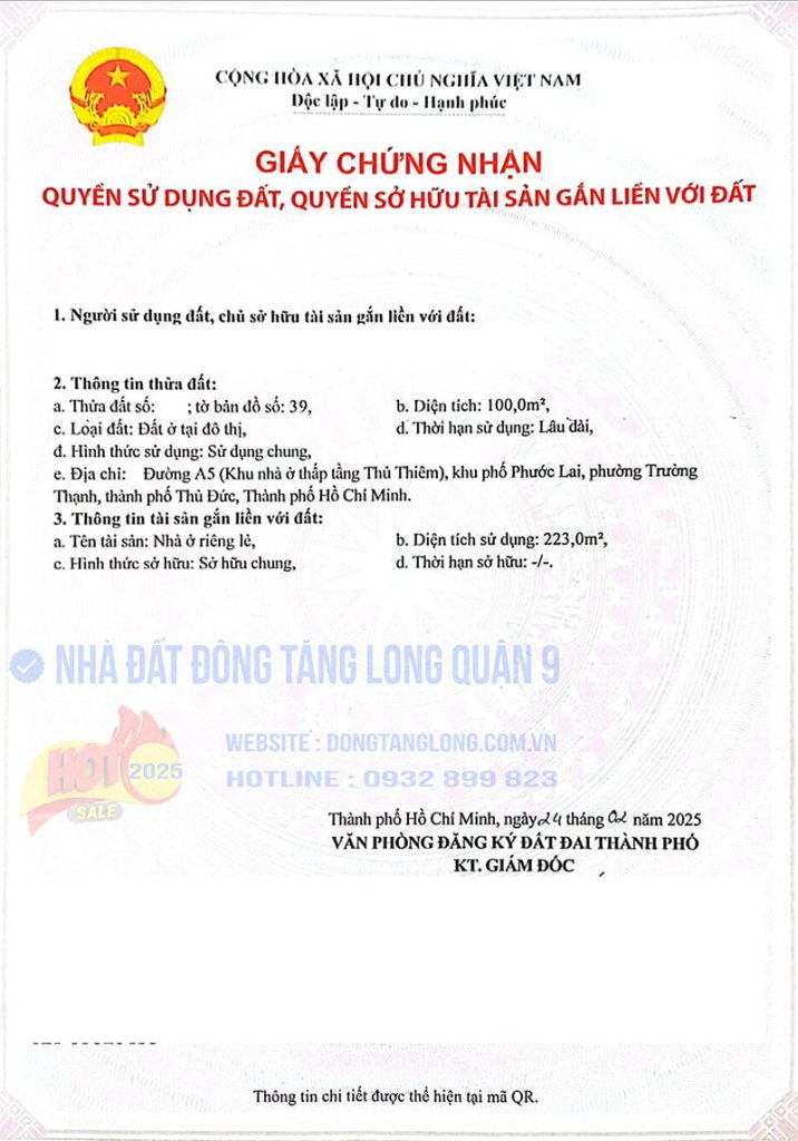 Pháp lý sổ đỏ Shophouse Đông Tăng Long